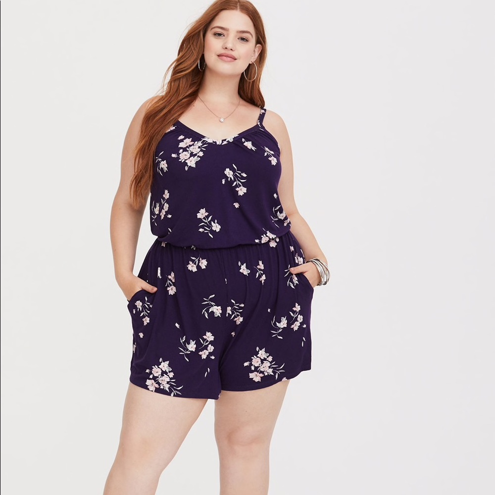 Torrid size 00 purple floral romper